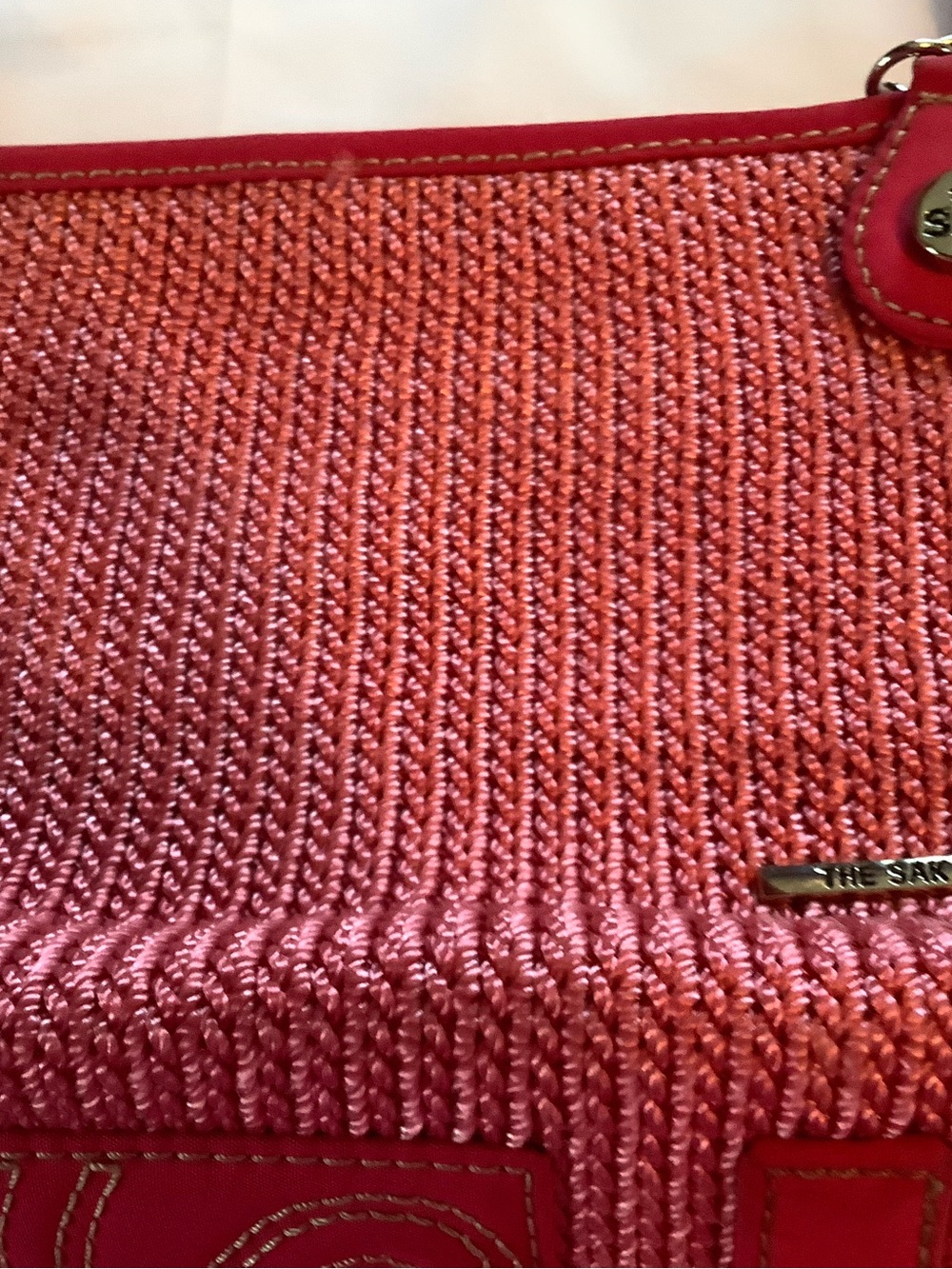 The Sak Coral-Pink Knit Crossbody with Stitched Leather Patch - Picture 3 of 8